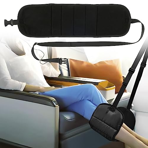 Airplane Footrest Adjustable Hanging Footrest Hammock Plane Leg Rest Foldable Memory Foam Plane Foot Hammock Office Footrests for Airplane Travel Flight Train Office