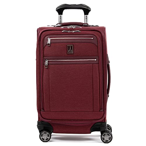 Travelpro Platinum Elite Softside Expandable Luggage, 8 Wheel Spinner Suitcase, USB Port, Fits up to 15" Laptop, Men and Women, Business Plus, Bordeaux Red, Carry-On 21-Inch, Platinum Elite Softside