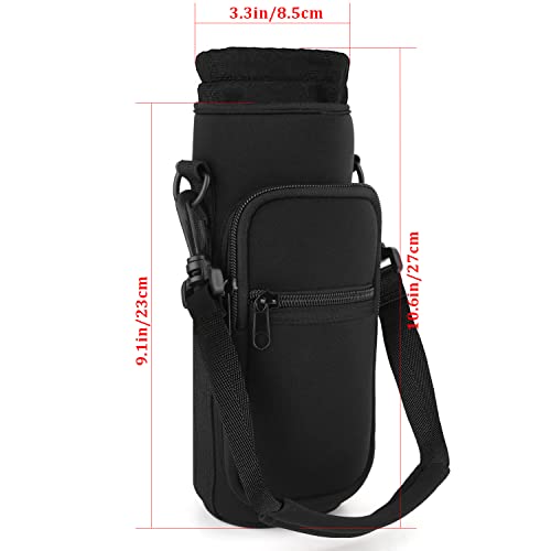 ziyue Water Bottle Carrier Bag, Universal Water Bottle Holder Crossbody Bag with Adjustable Shoulder Hand Strap 2 Pocket for Hiking Travelling Camping