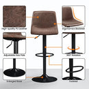 Yaheetech Bar Stools Counter Height, Swivel Barstools with Footrest and L Shape Back, Height Adjustable Modern Bar Chairs, Vintage Leather, Brown