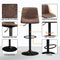 Yaheetech Bar Stools Counter Height, Swivel Barstools with Footrest and L Shape Back, Height Adjustable Modern Bar Chairs, Vintage Leather, Brown