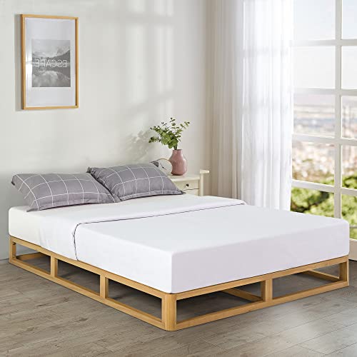 Zinus Industrial Pine Wood Queen Bed Frame | Low Bed Base Mattress Foundation - Natural 20cm / Mattress Foundation/Bedroom Furniture