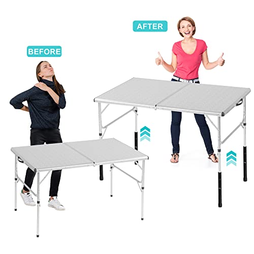 ZhouDaShu Table Leg Extenders for Folding Tables, Table Leg Extensions for Bent and Straight Legs, Adjustable Folding Table Leg Risers, 4 Pack Table Height Extenders for Rise 3.6"/6.77"(7.8in)