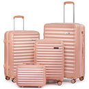 Coolife Luggage Suitcase expandable (only 28”) ABS+PC Spinner suitcase with TSA Lock carry on 20in 24in 28in, sakura pink, 4 piece set