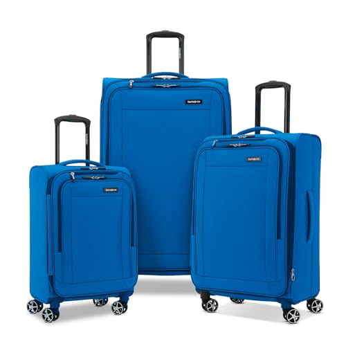 Samsonite Unisex Saire LTE Softside Expandable Luggage with Spinner Wheels, Caribbean Blue, 3-Piece Set (20/25/28), Saire LTE Softside Expandable Luggage with Spinner Wheels