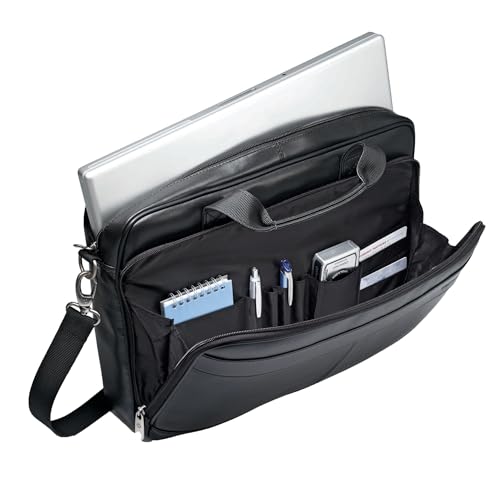Samsonite Leather Slim Briefcase, Black, 16 Inch, 48073-1041