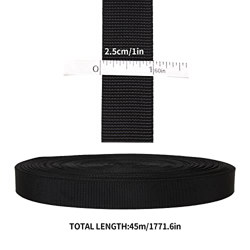 ZOEYES 1 Inch Heavy Duty Nylon Webbing 50 Yards Black Nylon Strapping Flat Webbing Strap, Great for Dog Leash, Collars, Seat Belt, Backpack, Outdoor DIY Gear Repair, Crafts