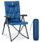 EVER ADVANCED Folding Padded Camping Chair 4 Positon Adjustable Recliner with High Back Support Portable for Adults, 300lbs Weight Capacity, Blue