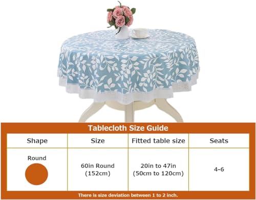 Waterproof Vinyl Tablecloth Lace Round Tablecloths, Wipeable Table Cover for Kitchen and Dining Room (60" X 60") (Type 3)