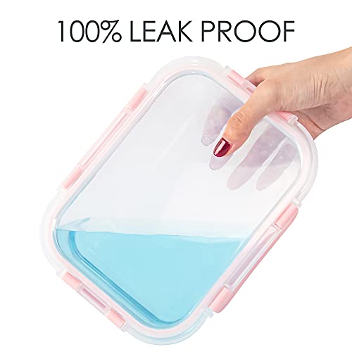 10 Pack Glass Food Storage Containers, Glass Meal Prep Containers with Lids Leak Proof, Microwave & Freezer Safe (34oz & 12oz)