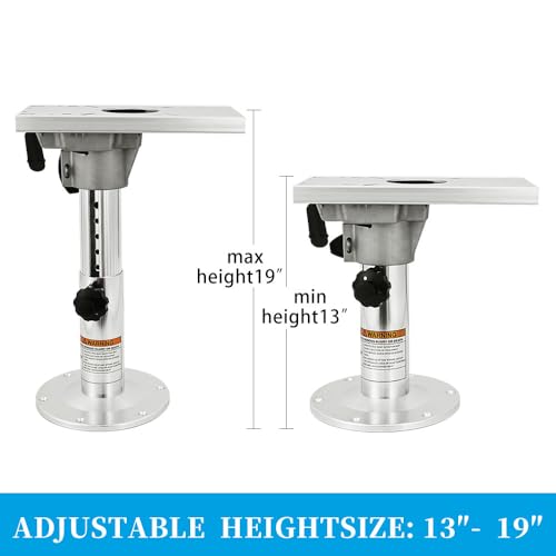 Adjustable Boat Seat Pedestal Height Locking Bases with Slide and Swivel for Locking Boat Seats Captain Chair 13 to 19 Inches Height, Adjustable Boat Seats and Pedestals