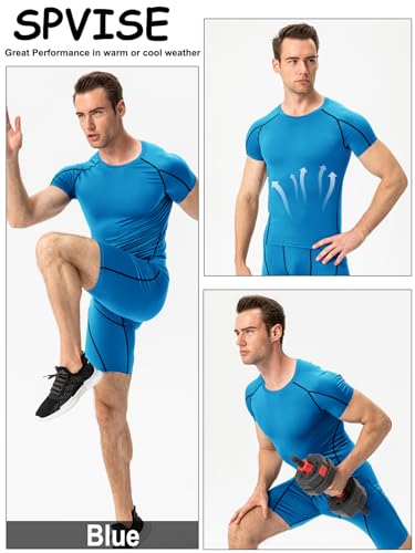 Men's Compression Shirts Short Sleeve Workout Gym T-Shirt Running Tops Cool Dry Sports Base Layer Athletic Undershirts, 3pcs