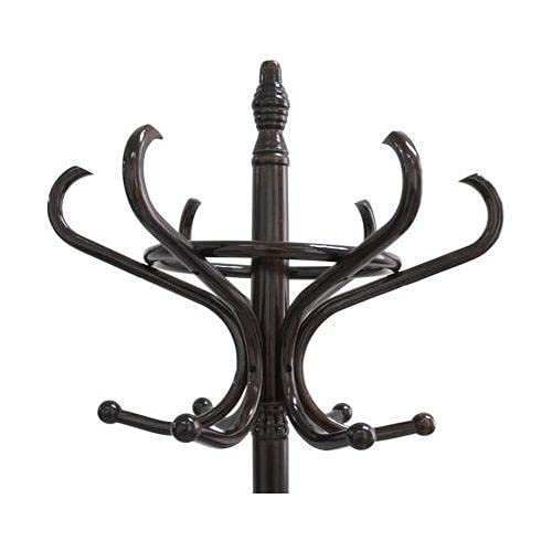 Luxsuite Solid Wood Coat Rack Wooden Clothes Stand Freestanding Hat Tree Umbrella Standing 12 Hooks Hanger Entryway Walnut Brown