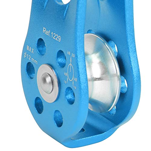 Climbing Pulley, 20KN Aluminum Micro Pulley Fixed Side Pulleys for Aerial Work Outdoor (Blue)