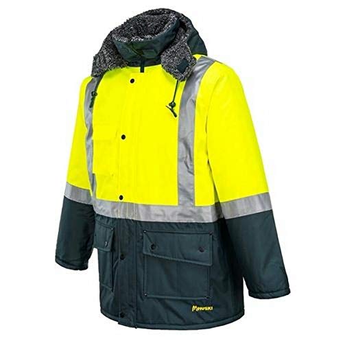 Huski K8044 Reflective Waterproof Freezer Jacket Yellow/Forest Green, Medium