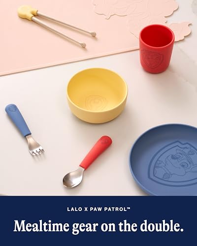 Lalo PAW Patrol Chopsticks for Kids - Set of 2 Training Chopsticks Made of Silicone and Eco-Friendly Wheat Straw PP - Ages: 2 Years and Up - Easy to Clean & Dishwasher Safe - Chase