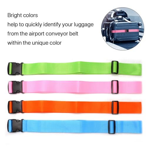 4 Pcs Luggage Straps Adjustable Suitcase Belts, Suitcase Packing Belts with Buckles, Security Clip Straps for Luggage Suitcase Travel Handbags