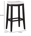 Linon , 30-Inch, White Claridge Patches Bar Stool Chair, 32'' x 18.75'' x 13.25'', Black