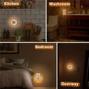 4 Pack Plug in Night Lights, Circular Smart Night Light, Bedroom, Living Room, Kitchen, Staircase Plug-in Wall Light, Amber Light Smart Home Light (Au)