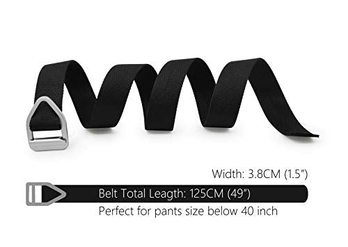 Tactical Belt, Nylon Webbing Web Belt with Metal Buckle for Outdoor Sports and Hunting Black