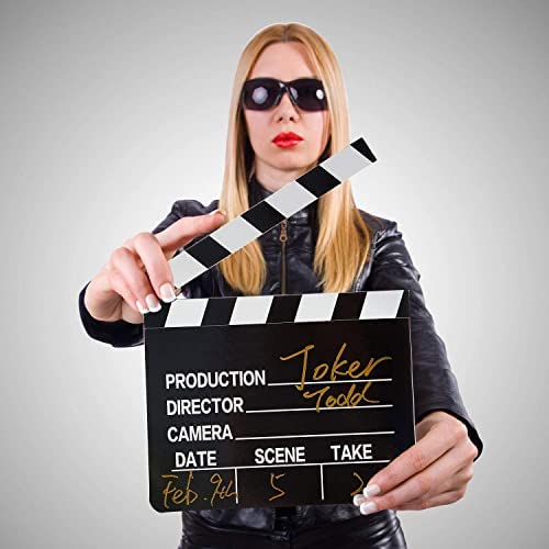 10 Pieces Movie Film Clap Board, 7 x 8 Inch Cardboard Movie Clapboard Movie Directors Clapper Writable Cut Action Scene Board for Movies Films Photo Props (White)