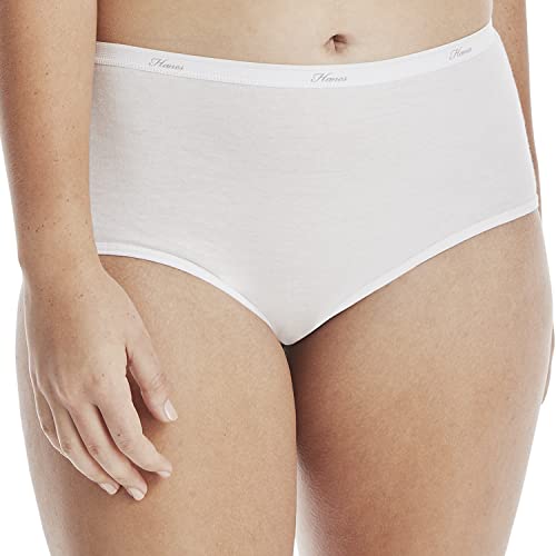 Hanes Women's 10 Pack Cotton Brief Panty, White, Size 7