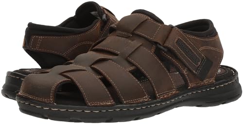 Rockport Men's Darwyn Fisherman Sandal, Brown Ii Leather, 11.5