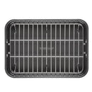 Farberware Nonstick Bakeware 11-Inch x 15-Inch Roaster with Flat Rack, Gray,Grey