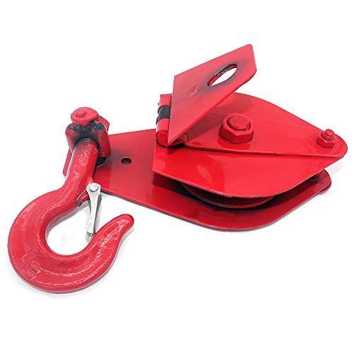 NUZAMAS Wire Rope Pulley Block 0.5 Ton (500KG, 1102lbs), Heavy Duty Roller Loading Snatch Block with Swivel Hook and Latch, Rope Line Pulling