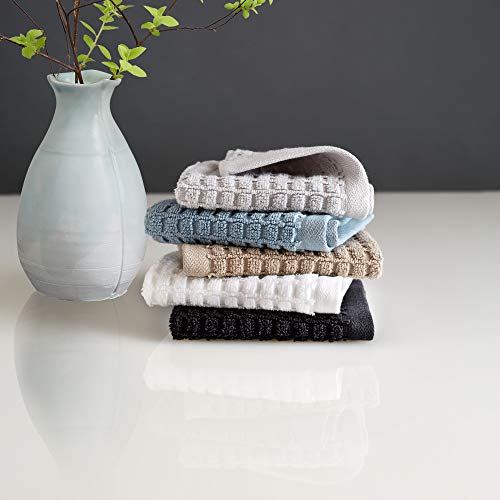 DKNY Quick Dry Cotton Towel Set - 2 Bath, 2 Hand, 2 Washcloths, Black