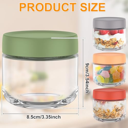 4Pcs Overnight Oats Jar, 300 / 400ml Overnight Oats Container with Sealed Lids, Wide mouth Mason Salad jars, Glass Food Storage Containers for Snacks Yogurt Spice Sugar (300ml)