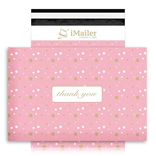 200 Count - 6x9 inch, Pink Polka Dot - Thank You Poly Mailer Envelope, Mailing Shipping Bags with Self Seal Strip