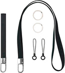 FYY Lanyards for Keys, Pack of 2 Wrist Lanyard and Neck Lanyard for ID Badges Wristlet Strap Keychain Holder Lanyard with 2 Key Rings and 2 Strings Black