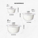 Jaypee Insulated Casserole Dishes | Serving Dishes With Glass Lid | Stainless Steel Inner | Keep Food Warm | Thermal Food Container | Hot Pot | Set of 3-1L, 1.5L, 2L -By Nyra (White)