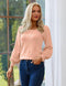 Zeagoo Women Pullover Sweater Cute Puff Sleeve Knit Square Neck Crop Top Winter Clothes Pink, M