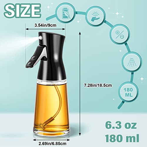 Lallisa 4 Pcs Oil Sprayer for Cooking 180 ml Glass Olive Oil Sprayer Mister Oil Dispenser Bottle for Kitchen Oil Vinegar Spritzer for Air Fryer Gadgets Making Baking Frying Bbq Salad Accessories
