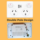 Double Pole, Double Power Point GPO Wall Outlet 10A with USB A & C Type Charging Power Point for Mobile Smarthphone, iPad Charge USB Ports 5V 3.6Amp