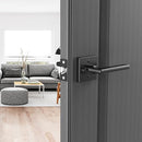 VEVOR Privacy Door Handle, 10 Pack Matte Black Door Lever, Left or Right Handing Reversible Lever with Keyless Lock, 45° Rotation to Open, Square Interior Door Handles for Bedroom and Bathroom Doors