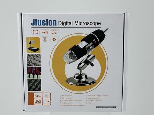 Jiusion 40 to 1000x Magnification Endoscope, 8 LED USB 2.0 Digital Microscope, Mini Camera with OTG Adapter and Metal Stand, Compatible with Mac Windows 7 8 10 11 Android Linux Chrome