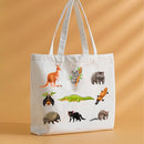 Animal Lover gift Australia Animal Tote Bag Kangaroo Koala Lover gift Platypus Crocodile Shopping Tote Bag (Animals-AU)