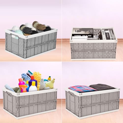 Livememory 2 Pack Collapsible Crates - Foldable Crates, 31 Liters Plastic Milk Crate Storage Bin for Home, Laundry, Clothes(17.7x 12 x 9 inches)