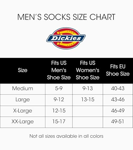 Dickies Men's All Purpose Cushion Crew Socks (6/12 Packs), White (6 Pairs), 6-12