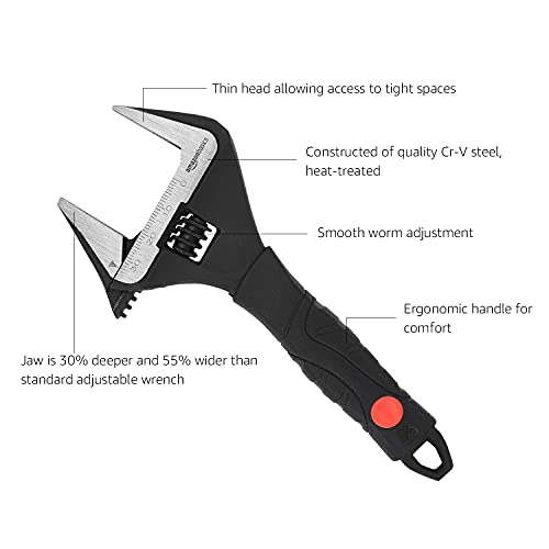 Amazon Basics 6-Inch (150mm) Plumbing Adjustable Wrench with Soft Grip, Wide Mouth