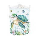 Clastyle 45L Large Green Sea Turtle Fish Seagrass Kids Laundry Basket with Lid for Boys Girls Clothes Toy Storage Basket for Bathroom