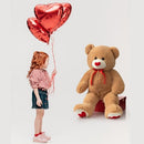 HollyHOME Giant Teddy Bear Stuffed Animal Large Bear Plush with Red Heart for Girlfriend and Kids Valentine's Day 36 inch Tan