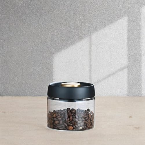 Generic Coffee Beans Canister Vacuum Canister Glass Airtight Multipurpose Clear Household Sealed Jar Food Container for Tea Candies, 500ml