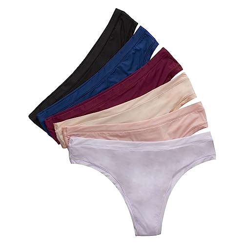 Hanes Women's Super Stretch Underwear Pack, Comfort Flex Fit Brief, Bikini or Thong Panties, 6-Pack, Assorted Thong, Medium