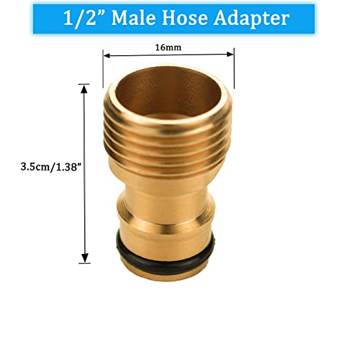 1 Pcs Brass Garden Quick Hose Adapter (1/2" Outer Male Head), Garden Hose Connector for Lawn& Garden,Washing Cars,Watering Plants