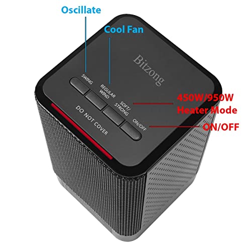 Bitzong Energy Efficient Portable Office & Home Electric Ceramic Heater 240V SAA Approved Black