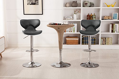 (Grey) - Roundhill Furniture Masaccio Cushioned Grey Leatherette Upholstery Airlift Swivel Barstool (Set of 2)